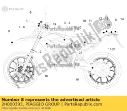 Aprilia 2H000393, Naklejka na reflektor ?sx?, OEM: Aprilia 2H000393