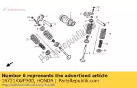 14721KWF900, Honda, valve, ex. honda cbf  m cbf125m 125 , Nouveau