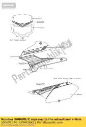 Aqui você pode pedir o padrão, tampa lateral, lh klx250sc em Kawasaki , com o número da peça 560691674: