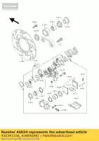 430341106, Kawasaki, support-frein, arrière cal zx400-h2 kawasaki zxr 400 1990 1991 1992 1993 1994 1995 1997 1998 1999, Nouveau