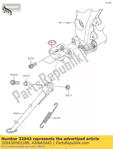 Kawasaki 32043058318R support-support, f.s.noir - La partie au fond