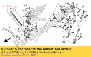 honda 43322MGSD71 mangueira comp. c, freio secundário - Lado inferior