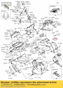 kawasaki 110564313 suporte, tampa da tampa kle650eff - Lado inferior