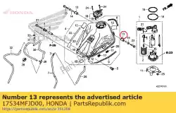 Ici, vous pouvez commander le caoutchouc, rr. Montage sur réservoir auprès de Honda , avec le numéro de pièce 17534MFJD00: