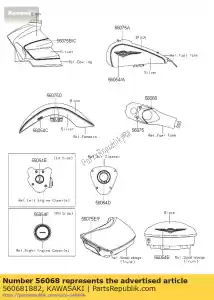 kawasaki 560681882 pattern,tank cover,lwr vn1700b - Bottom side