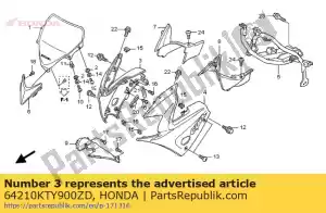 Honda 64210KTY900ZD conjunto de capucha, r. fr. superior (w - Lado inferior