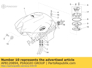 aprilia AP8120894 guarnizione del serbatoio del carburante - Lato superiore