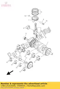 yamaha 14B114163000 plane bearing, crankshaft 1 - Bottom side