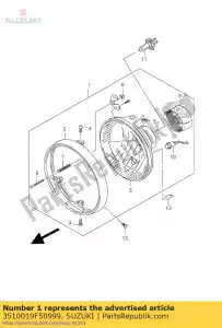 Suzuki 3510019F50999 conjunto de faros - Lado inferior