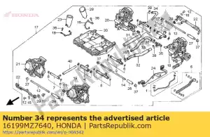 Honda 16199MZ7640 tube, évent - La partie au fond