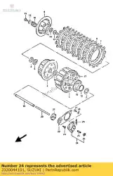 Ici, vous pouvez commander le vis assy, ?? Embrayage auprès de Suzuki , avec le numéro de pièce 2320044101: