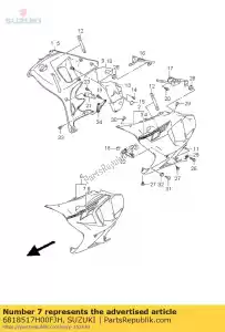 Suzuki 6818517H00FJH fita, sob o capuz - Lado inferior