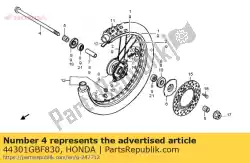 Aqui você pode pedir o eixo, roda fr em Honda , com o número da peça 44301GBF830: