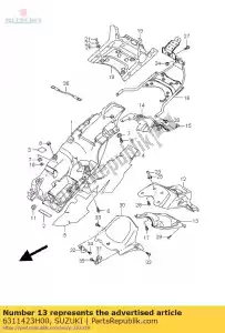 suzuki 6311423H00 cover, achterste fend - Onderkant