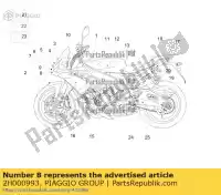 2H000993, Piaggio Group, naklejka na dolny pasek z prawej strony aprilia tuono v zd4kg000 zd4kga00 zd4kgu00 zd4kgua0 zd4tyg00, zd4tycc0 zd4tyu00 1100 2015 2016 2017 2018, Nowy