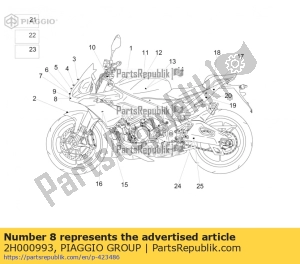 aprilia 2H000993 rechter onderste strip sticker - Onderkant