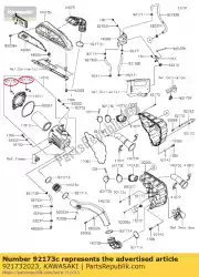 Qui puoi ordinare 01 morsetto, cassa del filtro dell'aria da Kawasaki , con numero parte 921732023: