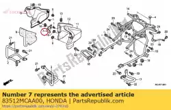 Qui puoi ordinare resta, r. Coperchio laterale del motore da Honda , con numero parte 83512MCAA00: