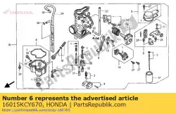 Here you can order the no description available at the moment from Honda, with part number 16015KCY670: