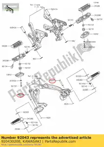 kawasaki 920430200 pino, 6x40 ex250kbf - Lado inferior