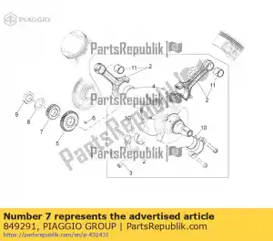 Piaggio Group 849291 engrenagem da bomba de água - Lado inferior