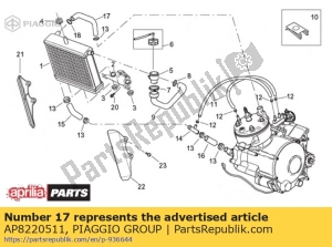 aprilia AP8220511 tubo da cabeça do refrigerador de água - Lado inferior