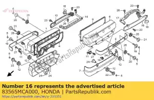 honda 83565MCA000 cover, l. injection - Bottom side