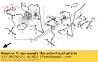 43315KTWB10, Honda, tuyau comp c, rr br honda sh i  a sporty r ar sh300a sh300ra 300 , Nouveau