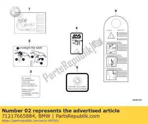 BMW 71217665884 etiqueta f ajuda de sustentação de operação - Lado inferior