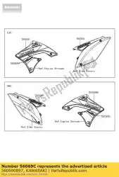 patroon, lijkwade, lwr, rh van Kawasaki, met onderdeel nummer 560690897, bestel je hier online: