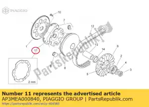 Piaggio Group AP3MEA000840 cover pulley ant.mobile - Bottom side
