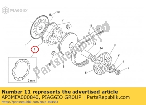 aprilia AP3MEA000840 bedek katrol ant. mobiel - Onderkant