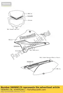 kawasaki 560690138 patroon, zijkap, rechts klx250sa - Onderkant