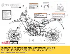 Piaggio Group 891187 sticker voor emissiebeperking - Onderkant