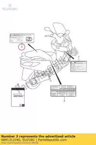 Suzuki 6891312J40 etiqueta, limite de carga - Lado inferior
