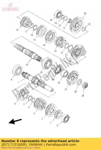 yamaha 3D7171510000 engrenagem, 5º pinhão - Lado inferior