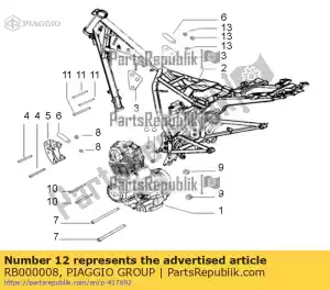 Piaggio Group RB000008 espaçador, certo - Lado inferior