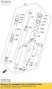 Suzuki 5112106J00 arbusto, diapositiva - Lado inferior