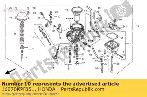 Honda 16070KPF851 chauffe-assy. - La partie au fond