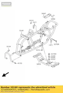 kawasaki 32160S004503 frame-comp, preto ksf50-a1 - Lado inferior