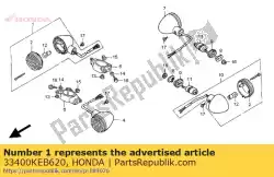 Here you can order the winker assy., r. Fr. From Honda, with part number 33400KEB620: