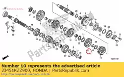Aqui você pode pedir o engrenagem, terceiro contraeixo em Honda , com o número da peça 23451KZZ900: