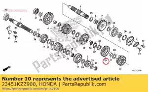 Honda 23451KZZ900 engrenagem, terceiro contraeixo - Lado inferior