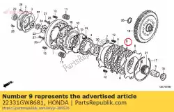 Aquí puede pedir disco b, fricción del embrague de Honda , con el número de pieza 22331GW8681: