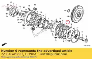 honda 22331GW8681 disco b, fricción del embrague - Lado inferior