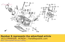 Aqui você pode pedir o isolador, carburador em Honda , com o número da peça 16211MAW600: