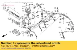 Ici, vous pouvez commander le tuyau comp a, fr br auprès de Honda , avec le numéro de pièce 45126HP1A01:
