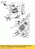 110021215, Kawasaki, head-assy-cylinder,rr kawasaki vn  a vn750 twin 750 , New