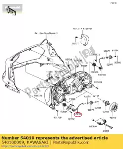 Kawasaki 540100099 cable, apuntando, lh - Lado inferior