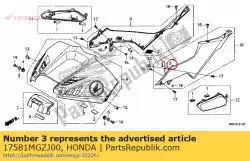 sluiting b, dubbele vergrendeling, 20 van Honda, met onderdeel nummer 17581MGZJ00, bestel je hier online: